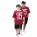 Berselüx 15 Baskılı Bordo- Siyah Kız-Erkek Unisex Çocuk Tshirt, Kapri Şort Tk NBA Baskılı Rahat Kesim