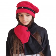 Berselüx KIRMIZI-SİYAH POLAR BOYUNLUK-BERE-SET- 3009 SPOR KLASİK SEVEN KADINLARA ÖZEL