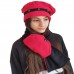 Berselüx KIRMIZI-SİYAH POLAR BOYUNLUK-BERE-SET- 3009 SPOR KLASİK SEVEN KADINLARA ÖZEL