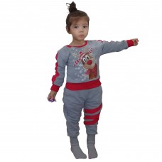 Berselüx Geyik Baskılı Penye Unisex Kız-Erkek Çocuk Eşofman Takımı 3'lü Set 1-8 Yaş