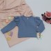 Berselüx Kız Çocuk Mavi-Gri Rüyam Penye Sweatshirt- Fırfırlı 2iplik Penye Etek Takım 1-10 Yaş 
