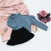  Berselüx Kız Çocuk Mavi Rüyam Penye Sweatshirt- Fırfırlı Etek Siyah Takım 1-10 Yaş için