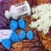 Berselüx turkuaz çift katlı elyaflı anne kız, çocuk  fiyonk toka seti, 3'lü set  