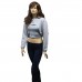 Berselüx Kadın Spor Sweatshirt Askılı Atlet Büstiyer , Uzun Kollu Crop Set, Gri