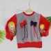 Berselüx Çift Fiyonklu Kız Çocuk Polar Sweatshirt Bisiklet yaka Gri - Kırmızı 1- 10 yaş