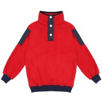 Berselüx Kamp Kırmızı,Lacivert Çıtçıtlı Kız-Erkek Çocuk Unisex Outdoor Polar Sweatshirt. Deri Detaylı. 1-8 Yaş