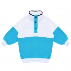 Berselüx Mazi Mavi, Beyaz Balıkçı Yaka Çıtçıtlı Kız-Erkek Çocuk Unisex Polar Sweatshirt 1-8 yaş