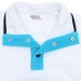 Berselüx Mazi Mavi, Beyaz Balıkçı Yaka Çıtçıtlı Kız-Erkek Çocuk Unisex Polar Sweatshirt 1-8 yaş
