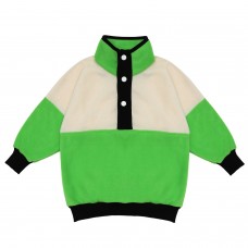 Berselüx Çimen-Fıstık Balıkçı Yaka Çıtçıtlı Kız-Erkek Çocuk Unisex Polar Sweatshirt Yeşil, Krem, Siyah 1-8 Yaş 