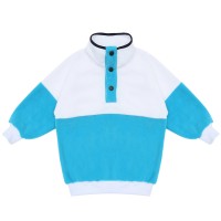 Berselüx Mazi Mavi, Beyaz Balıkçı Yaka Çıtçıtlı Kız-Erkek Çocuk Unisex Polar Sweatshirt 1-8 yaş