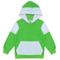 Berselüx Çocuk Polar Sweatshirt Fıstık Yeşili, Beyaz Kapüşonlu, Kanguru Cepli Kız-Erkek Unisex 1-8 Yaş