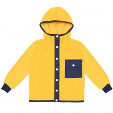 Berselüx KanaryaTam Boy Çıtçıtlı, Kapüşonlu, Cepli Kız- Erkek Çocuk Unisex Polar Sweatshirt Sarı, Lacivert (1-8 Yaş )
