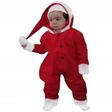 Berselüx Noelbaba Polar Çıtçıtlı Kapüşonlu Kırmızı Bebek-Çocuk Tulum ve Yakalık. 0-6 Yaş