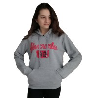 Berselüx Çocuk Penye Sweatshirt  2İplik Şardonlu, Nakışlı, Kanguru Cepli, Kapüşonlu. Unisex, Kız-Erkek, Gri Melanj 