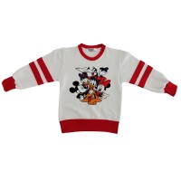 Berselüx Disney baskılı Kız-Erkek Çocuk Unisex Bisiklet Yaka Beyaz Penye Sweatshirt (1-6 Yaş) 