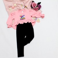 Berselüx Kız Çocuk Barbi Penye Sweatshirt-Termal Tayt Takım 1-10 Yaş için